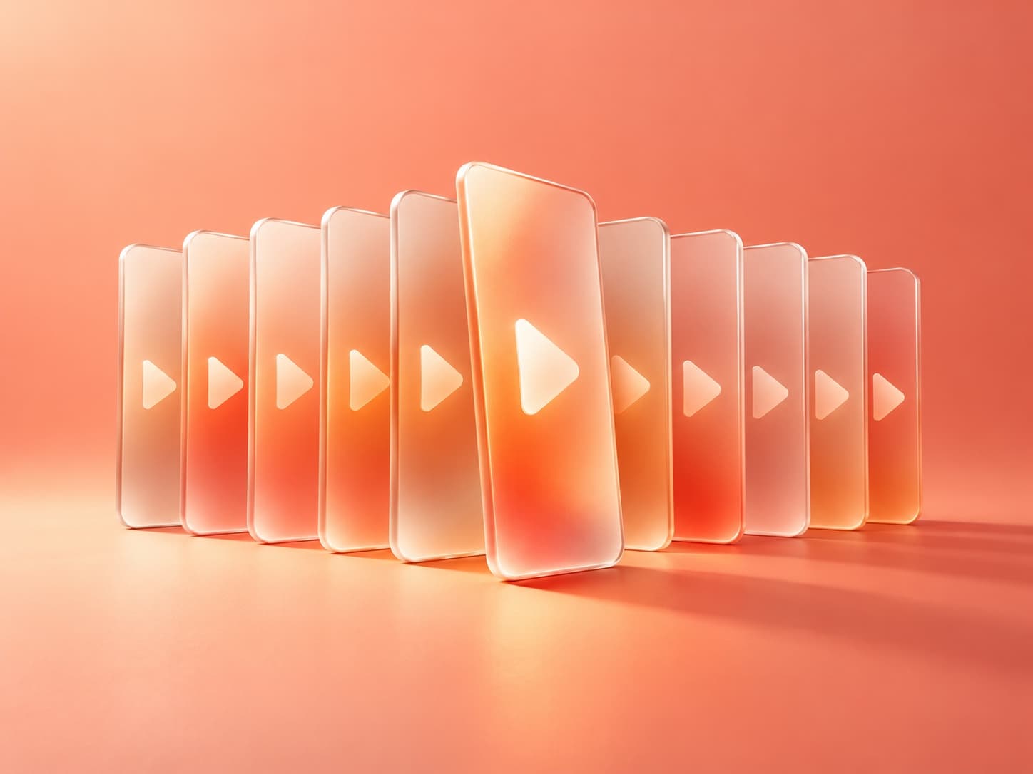 Coral glass video frames representing monthly Reels content