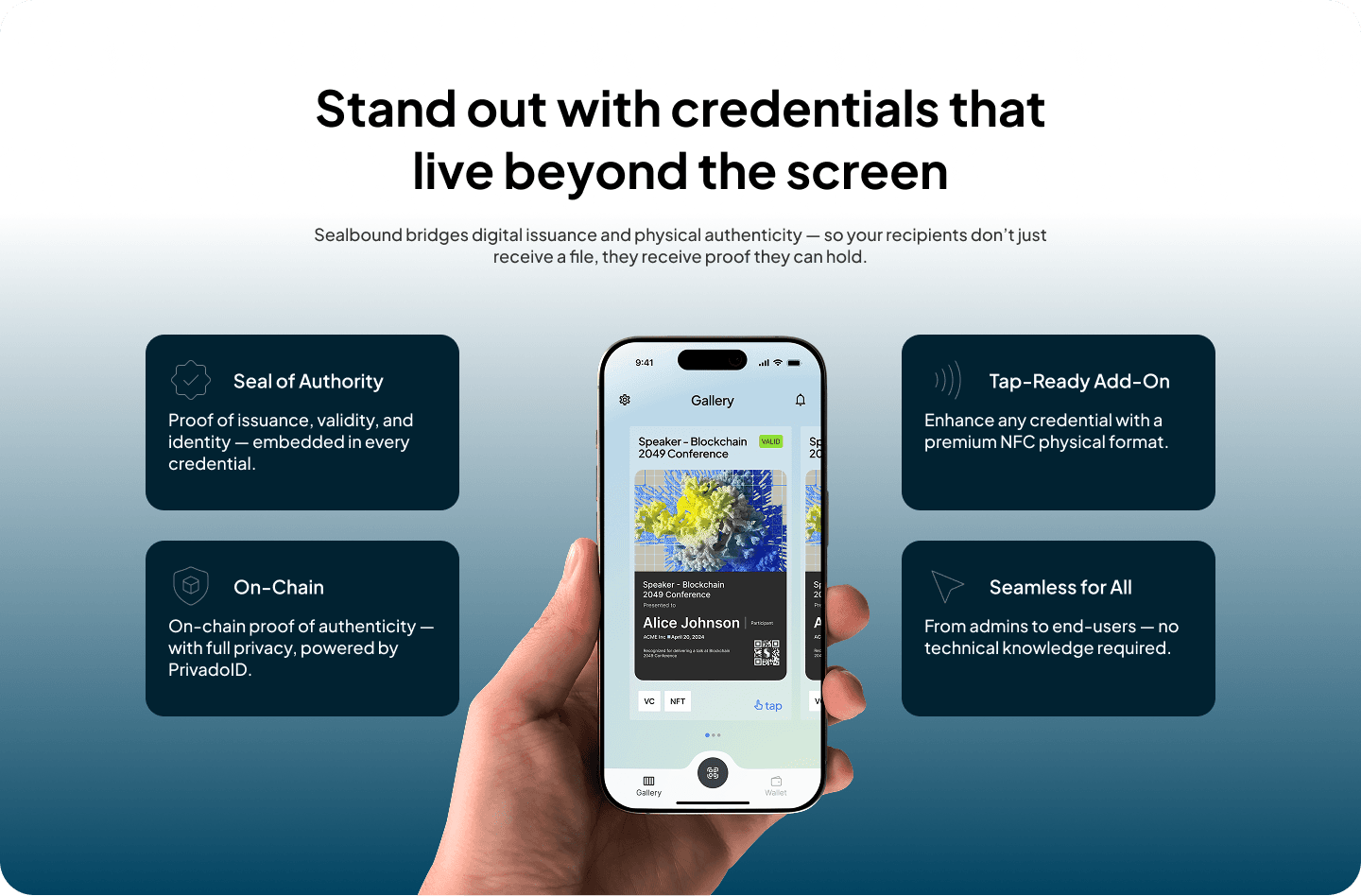 Phygital credentials features