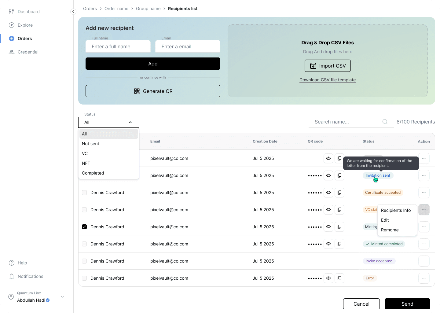Recipients Management